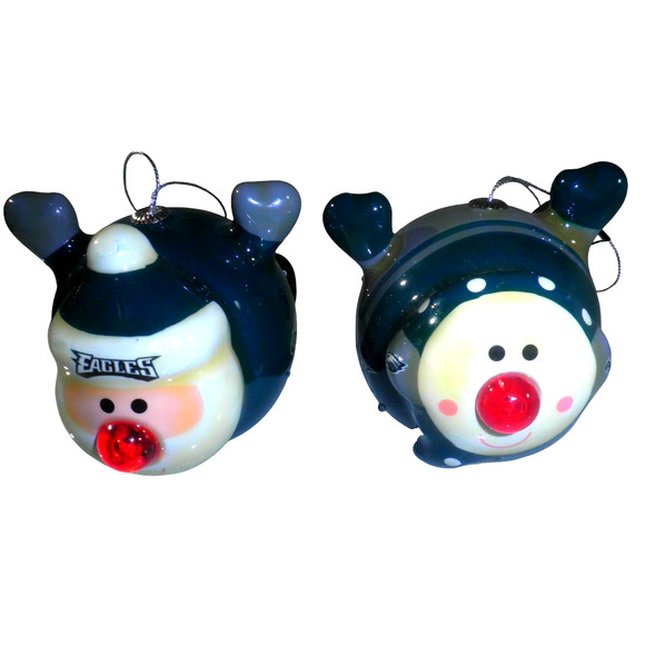 Philadelphia Eagles NFL LED Santa and Snowman Christmas Ornaments - Picture 1 of 7